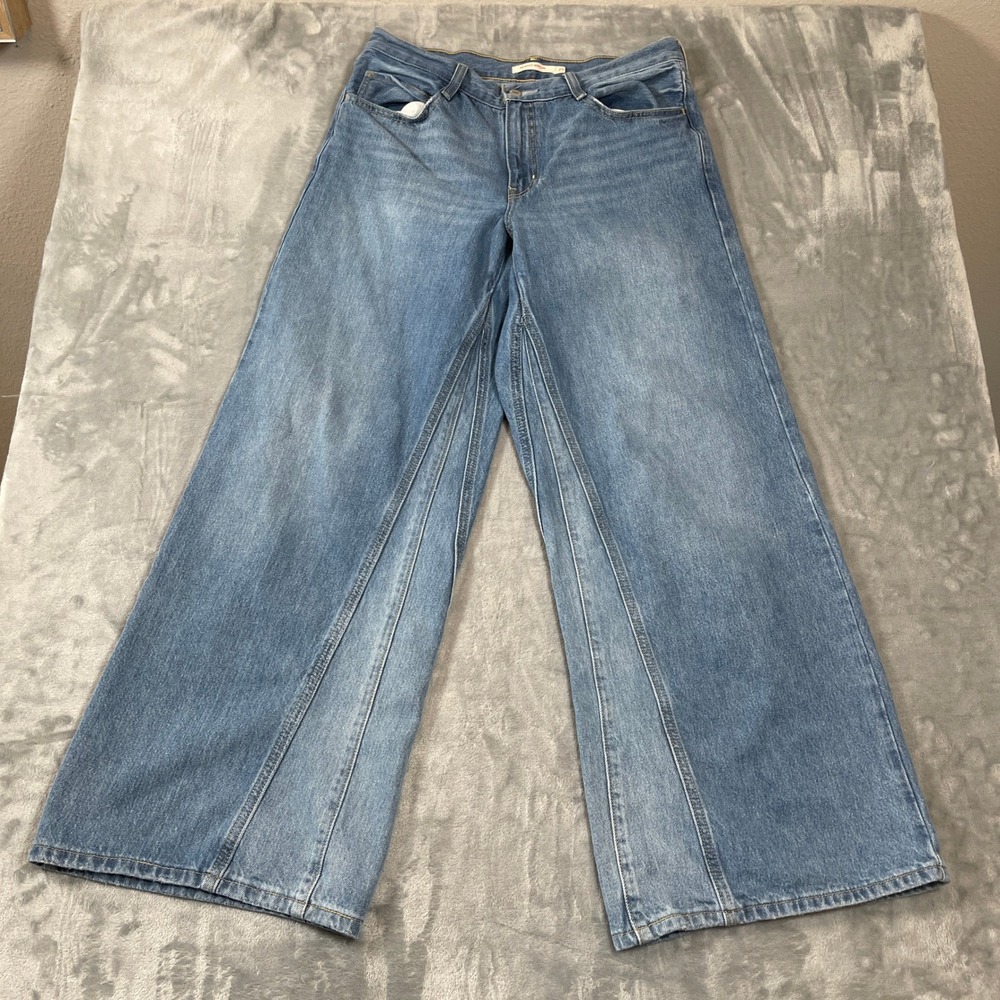 Levis 94 Baggy Wide Leg Jeans Womens 29 Blue Paneled Denim A7462-0001